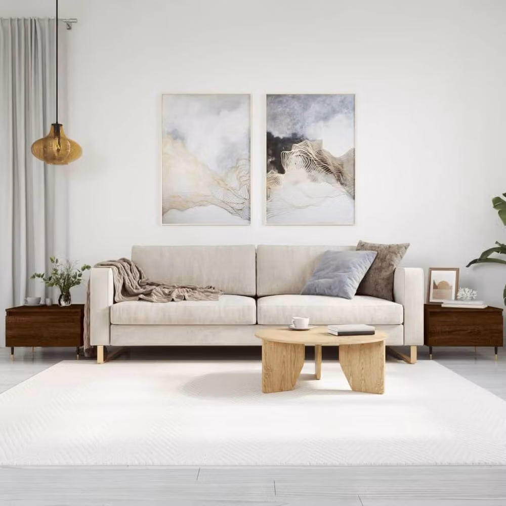 Berkfield Home Modern Nested Coffee Table Set in Brown Oak, 2 Pieces, W/D/H: 50 x 46 x 35 cm – 2