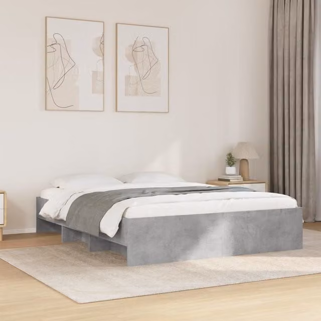 Berkfield Home Bed Frame in Concrete Grey, Engineered Wood, W: 150 cm, D: 200 cm