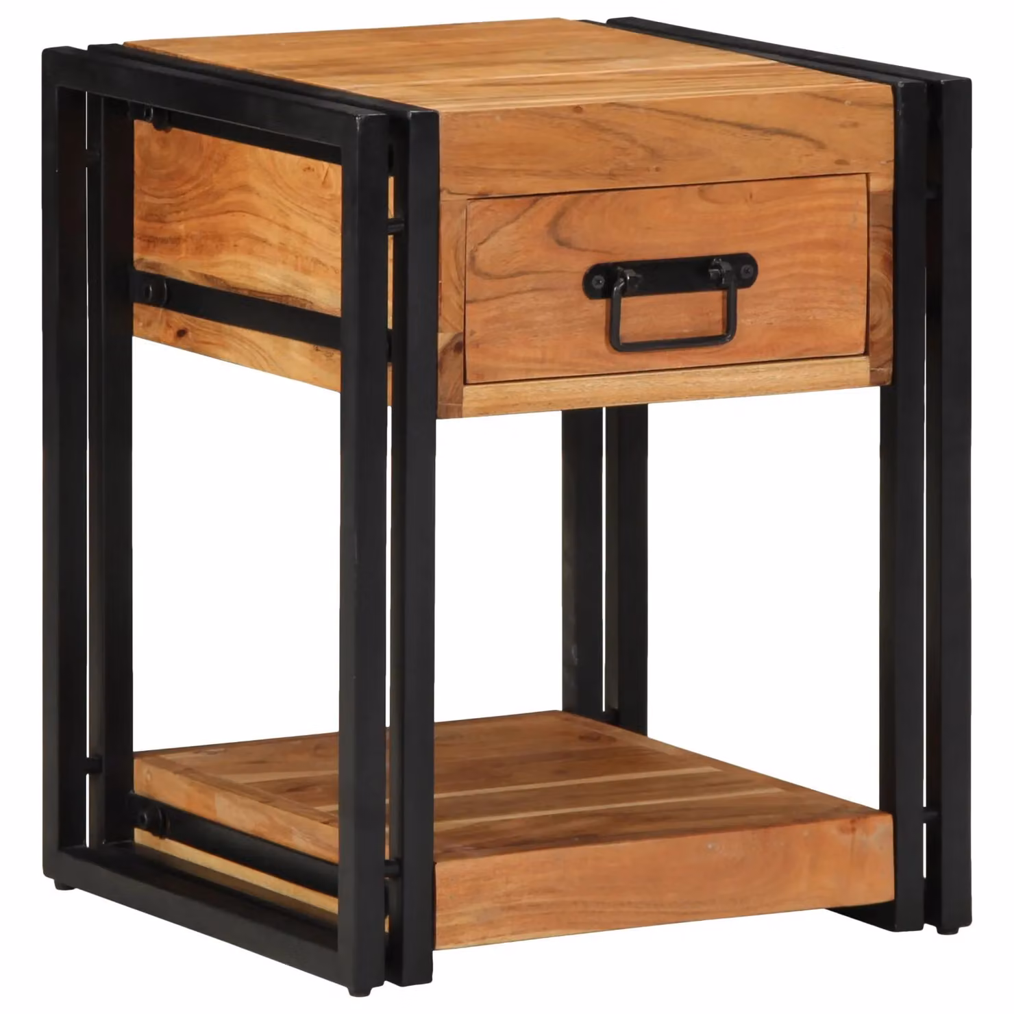 Berkfield Home Set of 2 Modern Acacia Wood Nightstands in Brown, W/D/H: 40 x 40 x 50 cm – 2