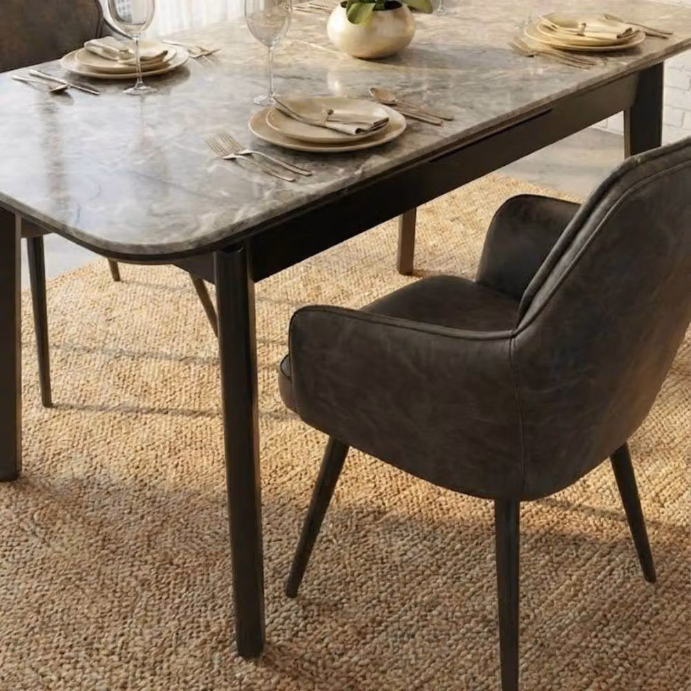 HOME LUXE INTERIOR Palermo Grey PU Leather Dining Chairs Set of 2 with Black Legs – 4