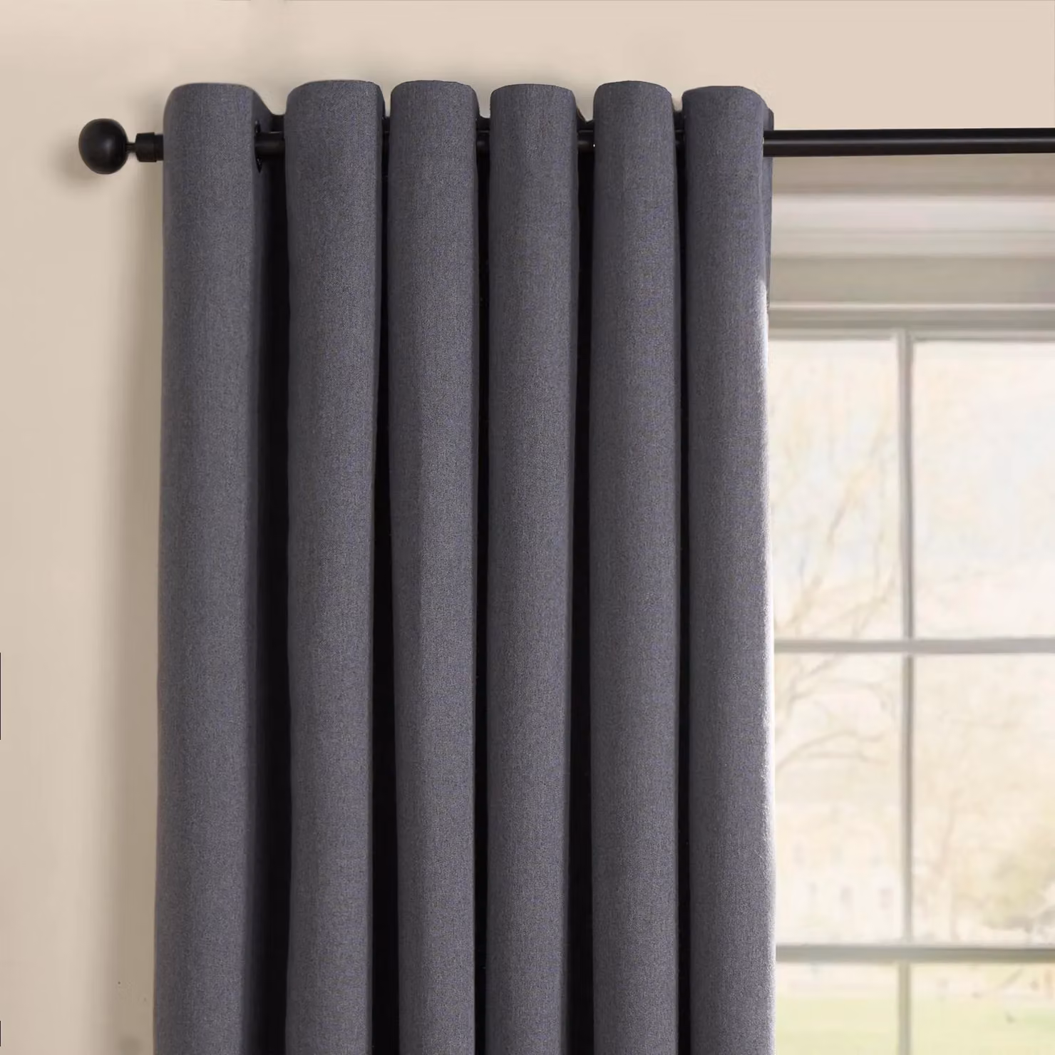 OHS Woven Texture Pair of Eyelet Blackout Curtains in Charcoal Grey, Width: 229 cm, Drop: 229 cm – 2