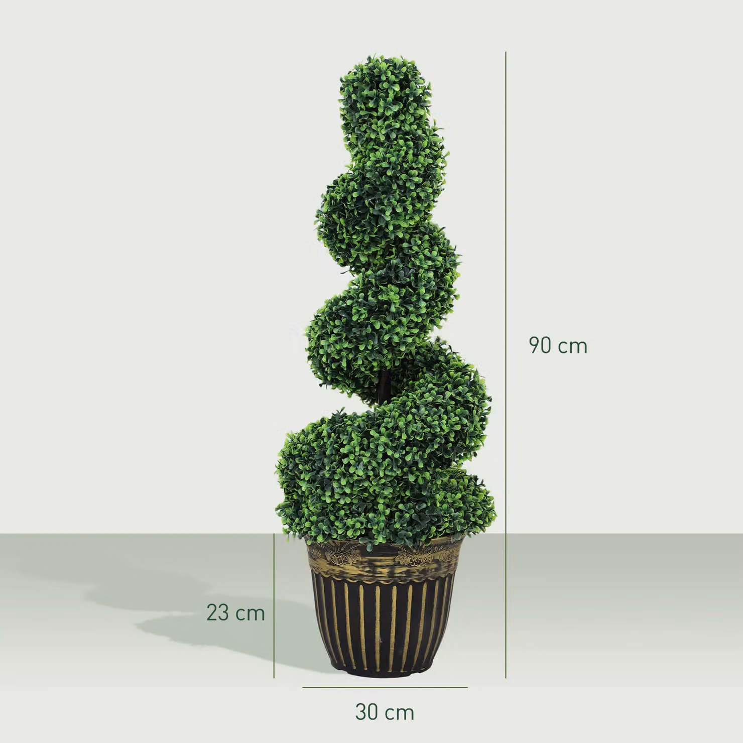 HOMCOM Set of 2 Green Spiral Artificial Boxwood Trees for Tabletop Decoration – 3