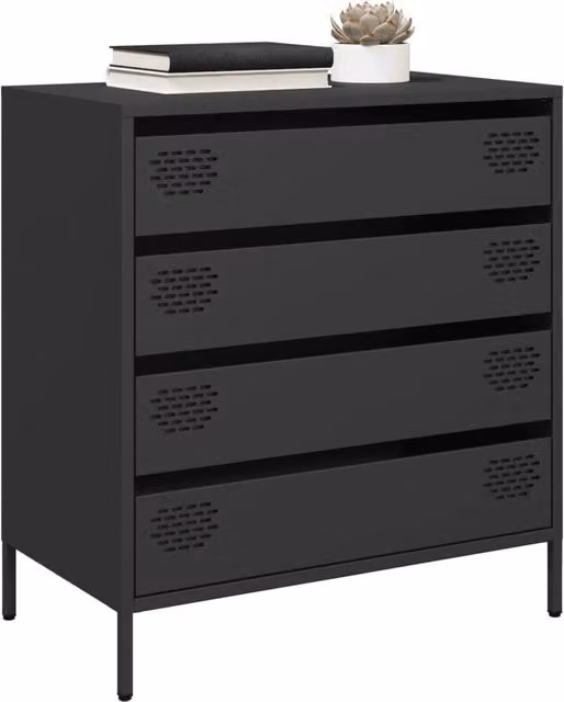Berkfield Home Black Matt Sideboard in Cold-rolled Steel, W/D/H: 68 x 39 x 73.5 cm – 1