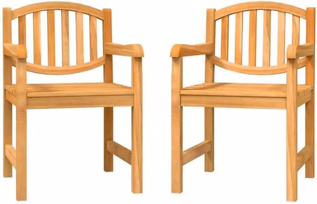 Berkfield Home Set of 2 Rustic Brown Teak Solid Wood Garden Chairs, W/D/H: 58 x 59 x 88 cm