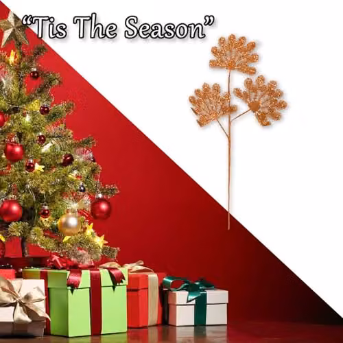 VFM e-Store Christmas Long Stem with Glitter Decoration in Orange and Multicolour, W/H: 22 x 60 cm – 5