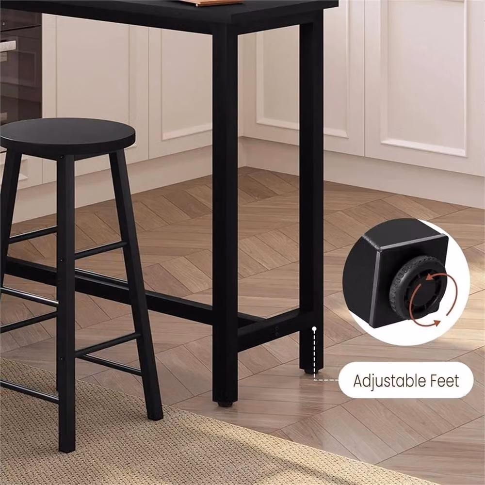 Nordara Black Kitchen Bar Table and Counter Dining Table with Metal Legs – 6
