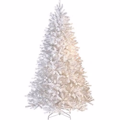 Shatchi Alaskan Pine Pre-Lit Artificial Christmas Tree with Warm White LEDs, White, Height: 150 cm
