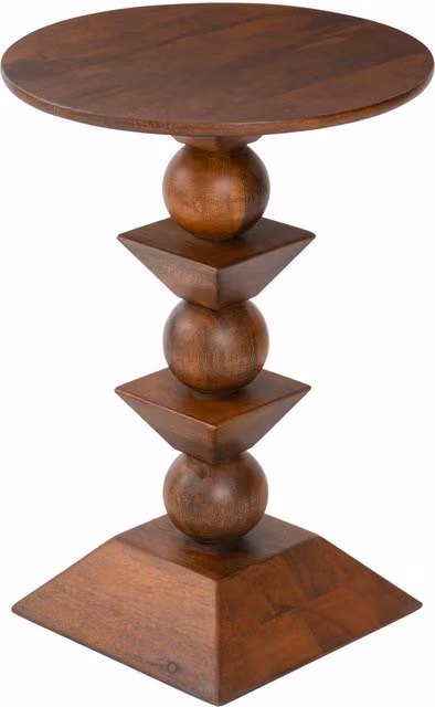 MH London Gino Round Solid Wood Side Table in Walnut