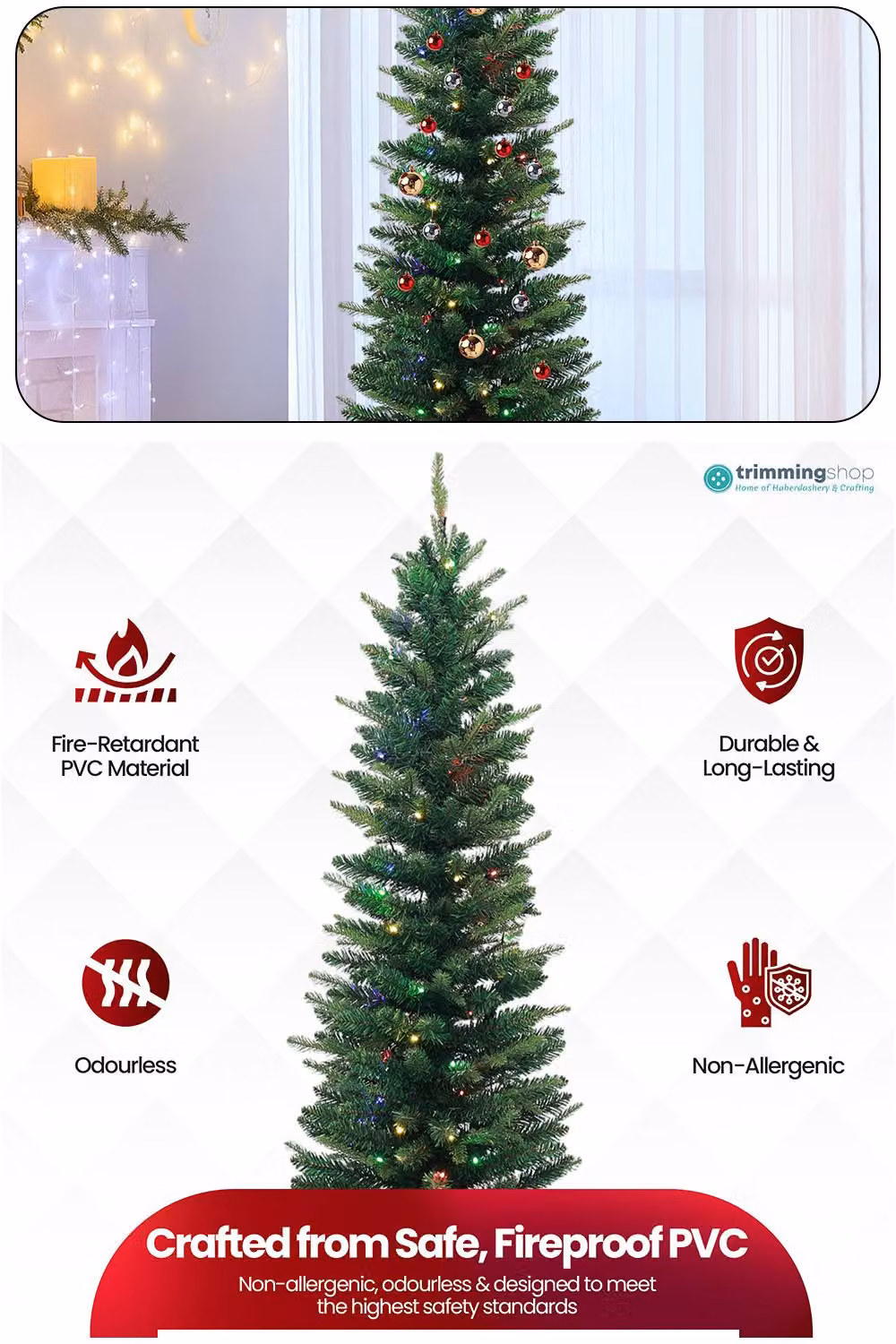 Neel Blue Pre-Lit Christmas Tree with Warm White LEDs in Green and Blue, Height: 183 cm – 3
