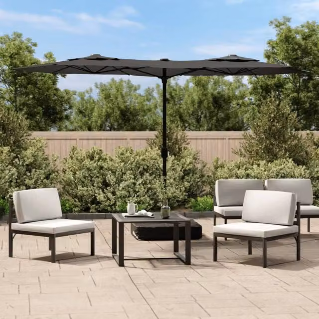 Berkfield Home Double-Head Cantilever Parasol in Anthracite and Black, W: 316 cm, D: 240 cm – 1