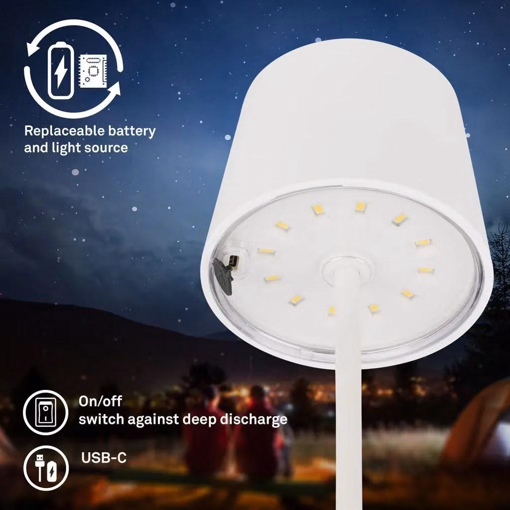 Briloner White Rechargeable Dimmable LED Table Lamp with Touch Control and Warm White Light – 3