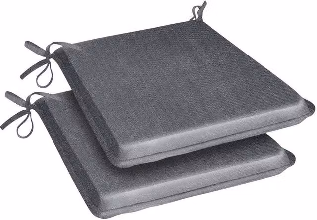 Livinluxury Set of 2 Water Repellent Square Garden Seat Pads in Grey, W/D/H: 38 x 38 x 38 cm
