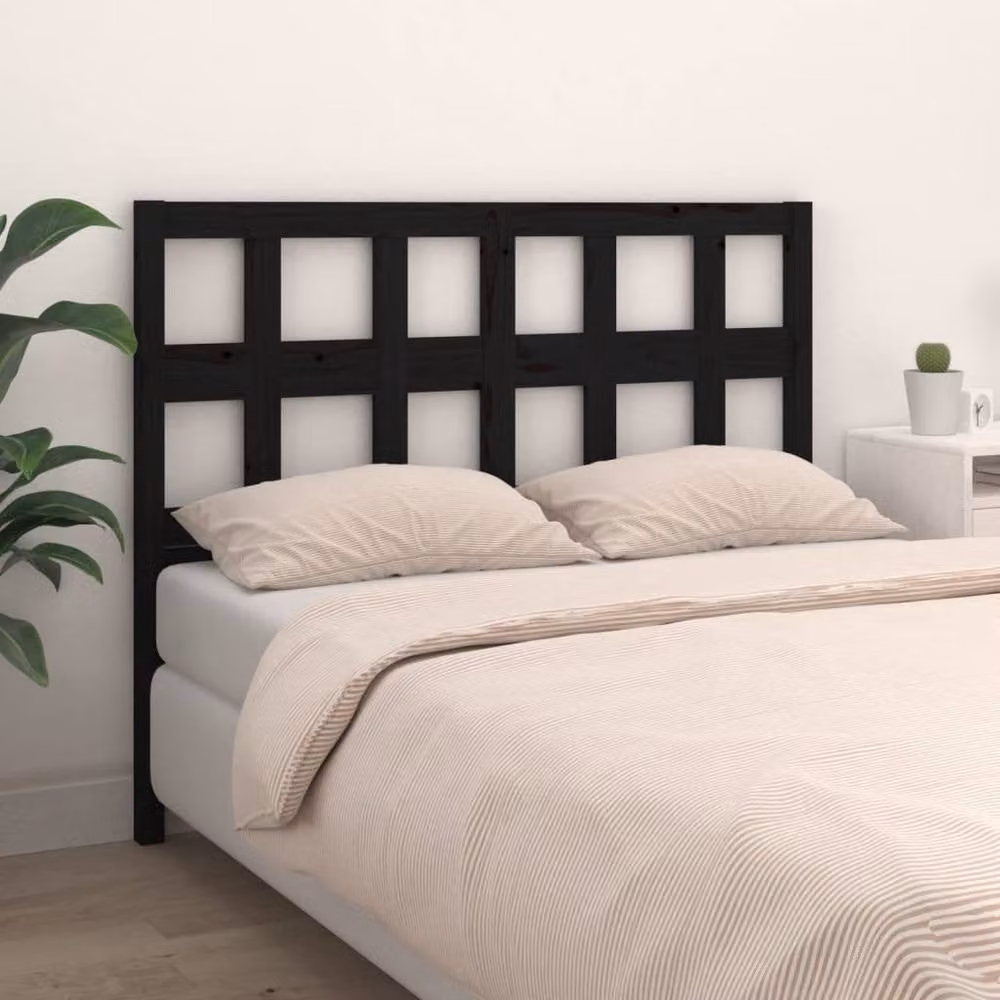 Berkfield Home Black Rustic Solid Pine Wood Bed Headboard W: 205.5 cm, D: 4 cm, H: 100 cm – 2