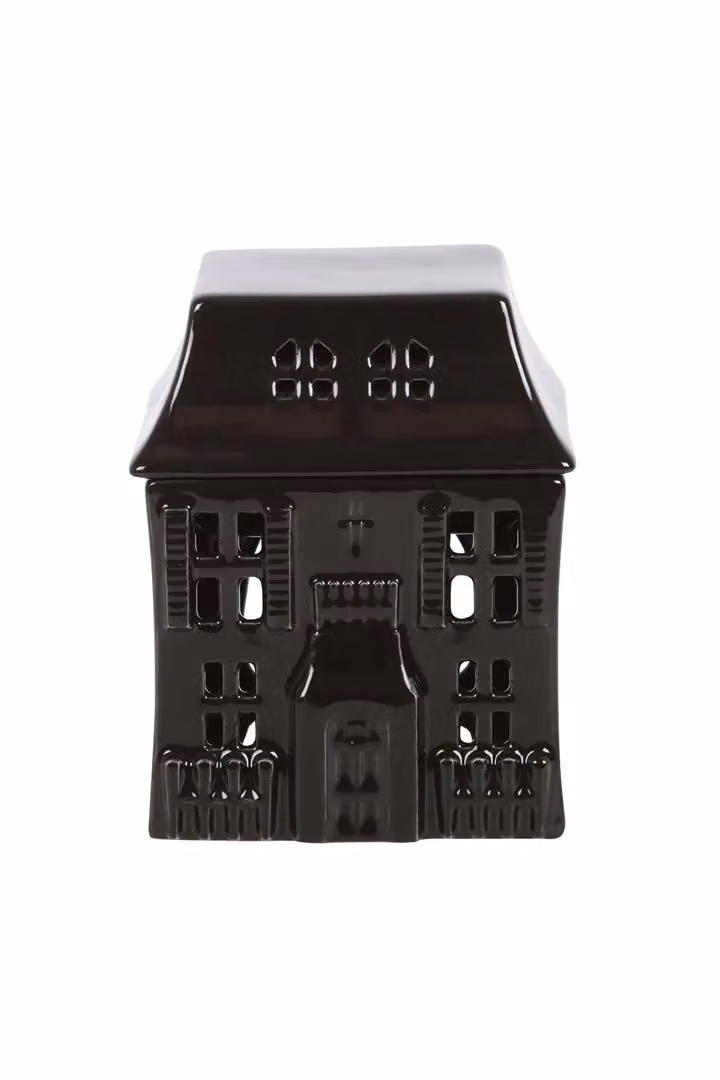 KDMD Haunted House Ceramic Tealight Oil Burner in Grey and Black – 2