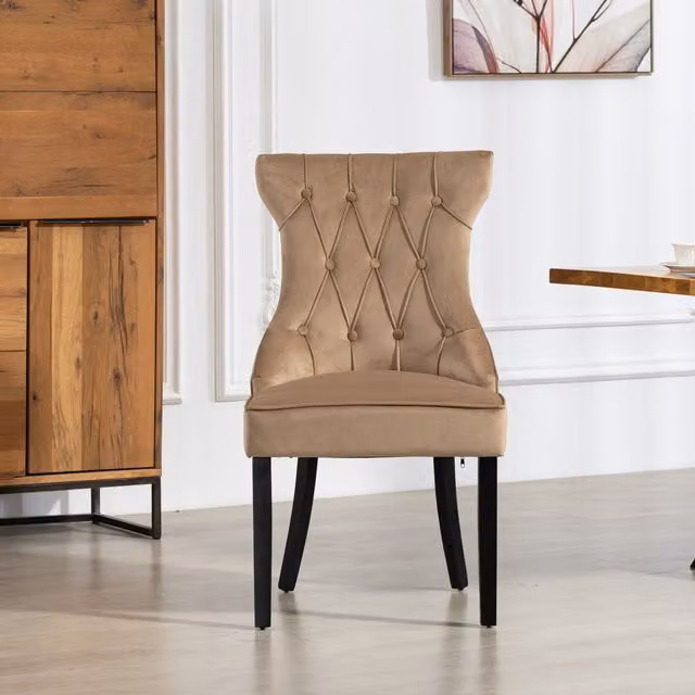 Artemis Home Genola Velvet Fabric Dining Chairs, Set of 2, Brown