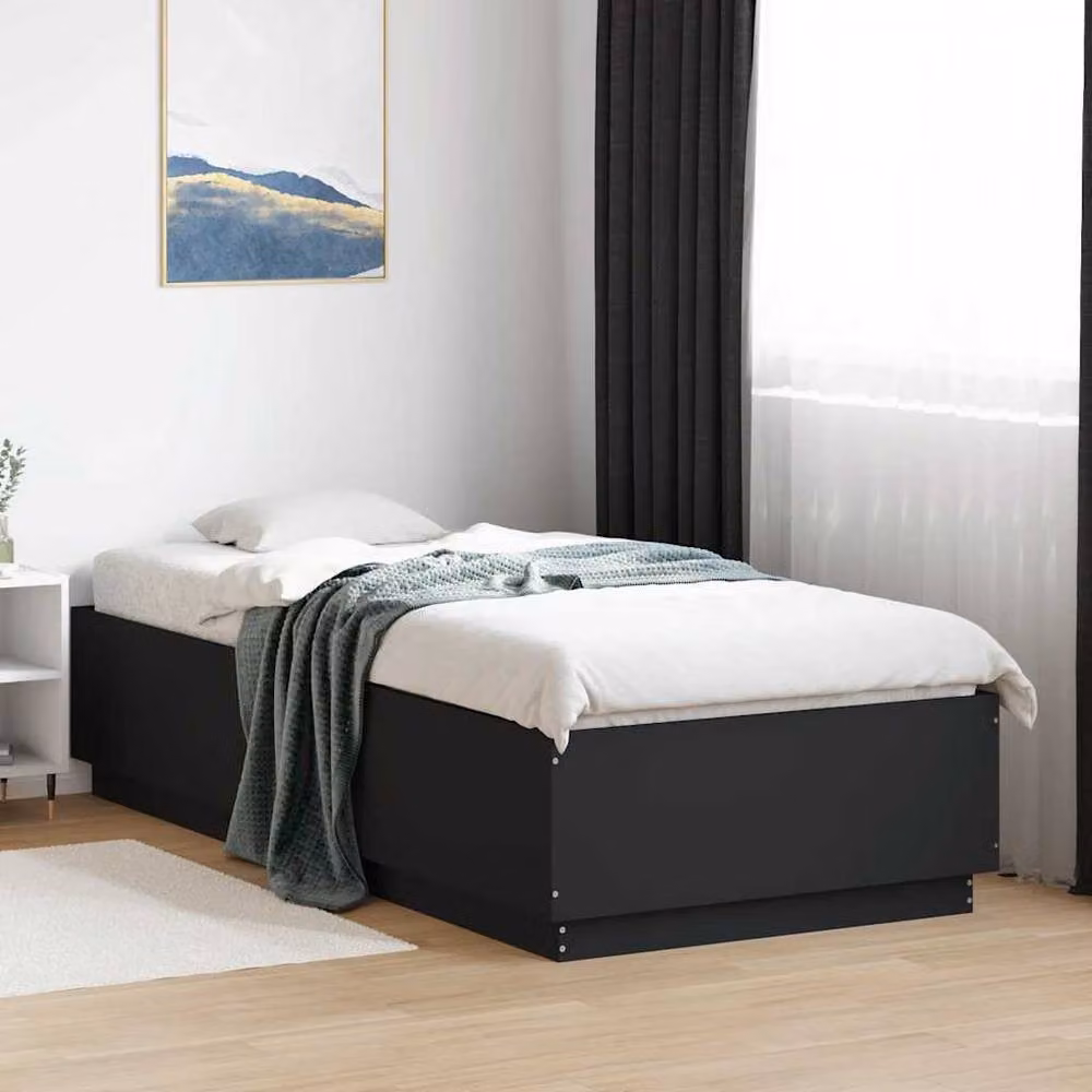 Berkfield Home Modern Upholstered Bed Frame in Black, W/D/H: 100 x 200 x 40 cm – 2