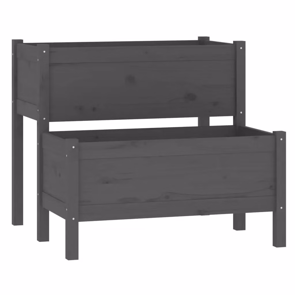 Berkfield Home Grey Wooden Raised Bed Planter W: 84.5 cm, D: 84 cm, H: 75 cm – 2