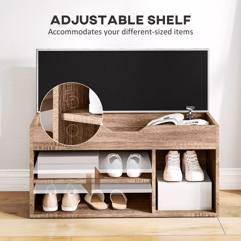 STILVORA Grey Shoe Cabinet Bench with Hidden Storage – 5