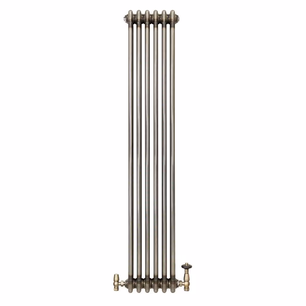Monstershop Traditional 3 Column Steel Radiator and Valves in Silver, H: 150 cm x W: 29 cm x D: 29 cm – 2