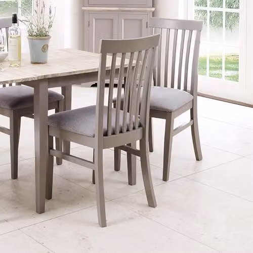 Statement Furniture Florence Set of 2 Wooden Dining Chairs with Upholstered Seats in Grey, W45 x D53 x H94 cm – 2