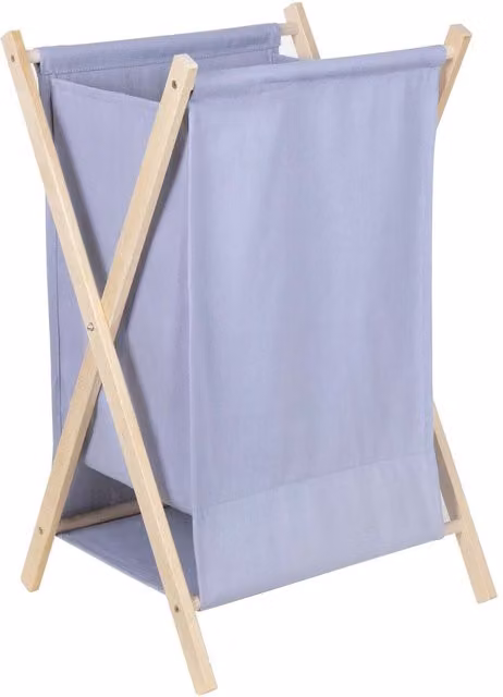 Eden & Willow 33L Foldable Laundry Basket with Wooden Frame and Handles, Grey
