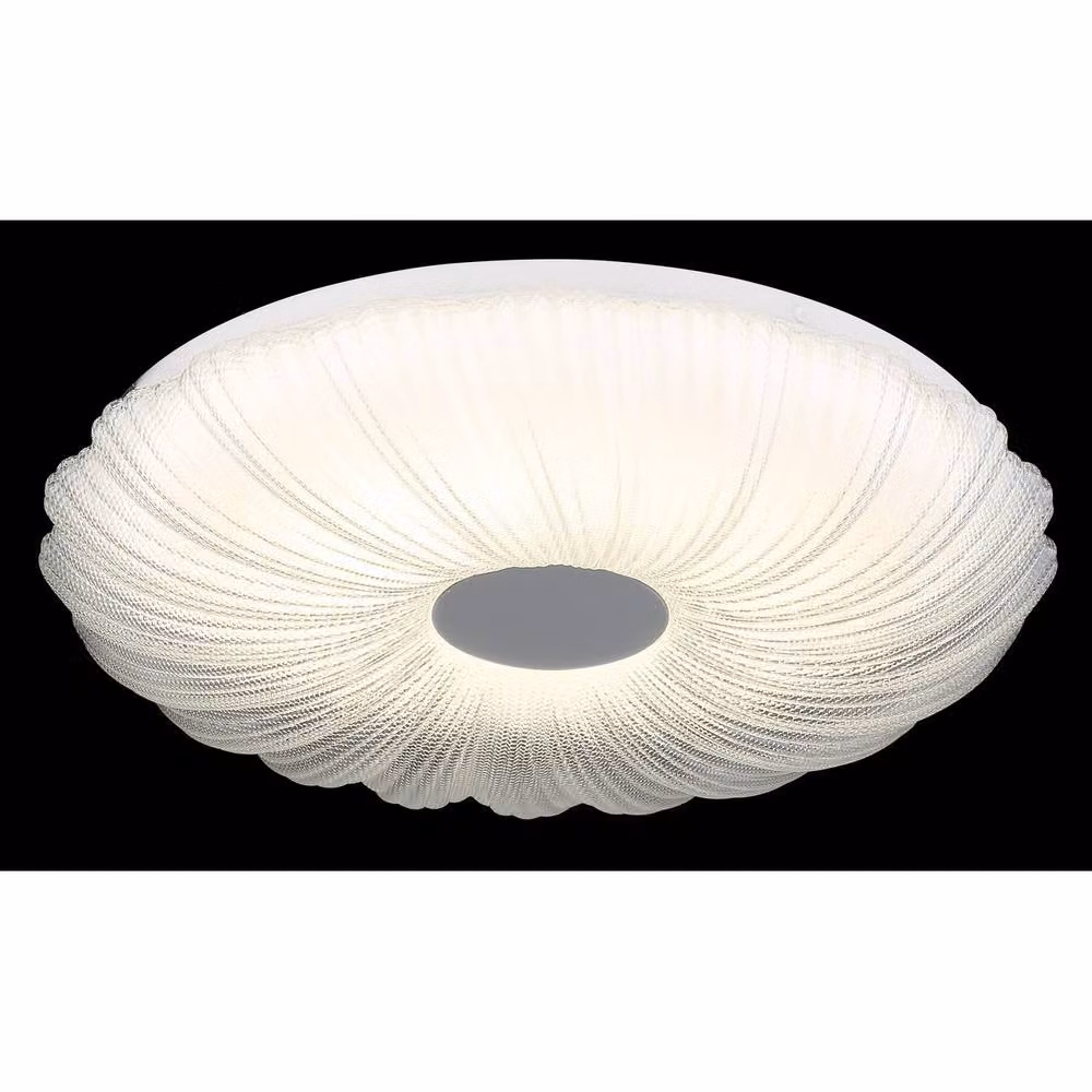 Netlighting Cavendish Patterned Glass Round Flush Ceiling Light, White, LED 2700K – 2