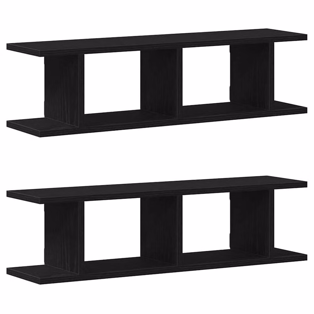 Berkfield Home Wall Mounted Shelves, 2 Pack, Black Oak, W: 75 cm, D: 20 cm, H: 18 cm – 2