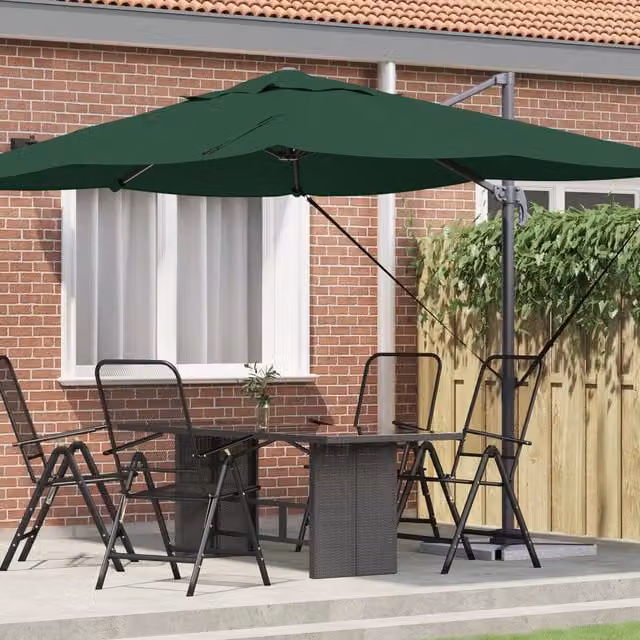 Berkfield Home Green Cantilever Garden Umbrella with Polyester Fabric and Metal Frame
