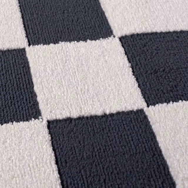 The Rugs Loft Checkerboard Design Textured Polyester Rug in Blue and Grey