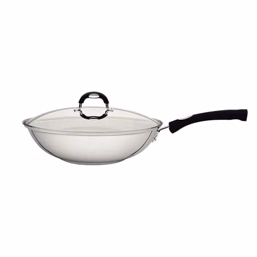 Tramontina Stainless Steel Wok with Glass Lid, Silver, 3.3 l – 1
