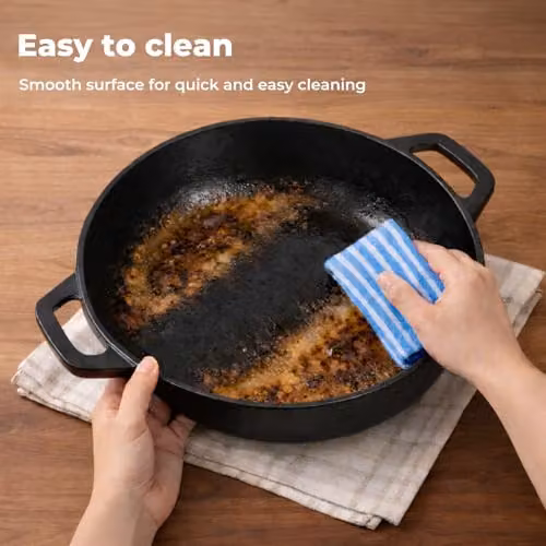 Toque Black Enamelled Cast Iron Dutch Oven Casserole Dish with Self-Basting Lid, Diameter: 30.5 cm – 10