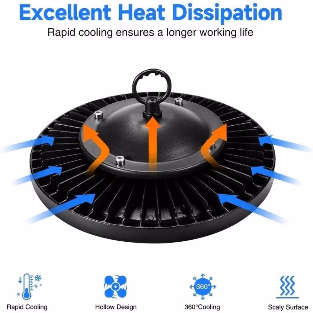 NESTLUNE 500W UFO LED Industrial High Bay Light in Black – 4