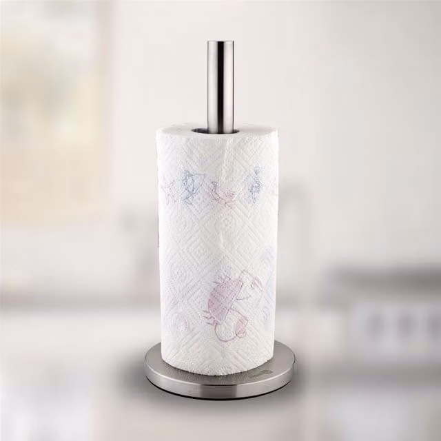 Homiu Freestanding Stainless Steel Kitchen Roll Holder in Grey