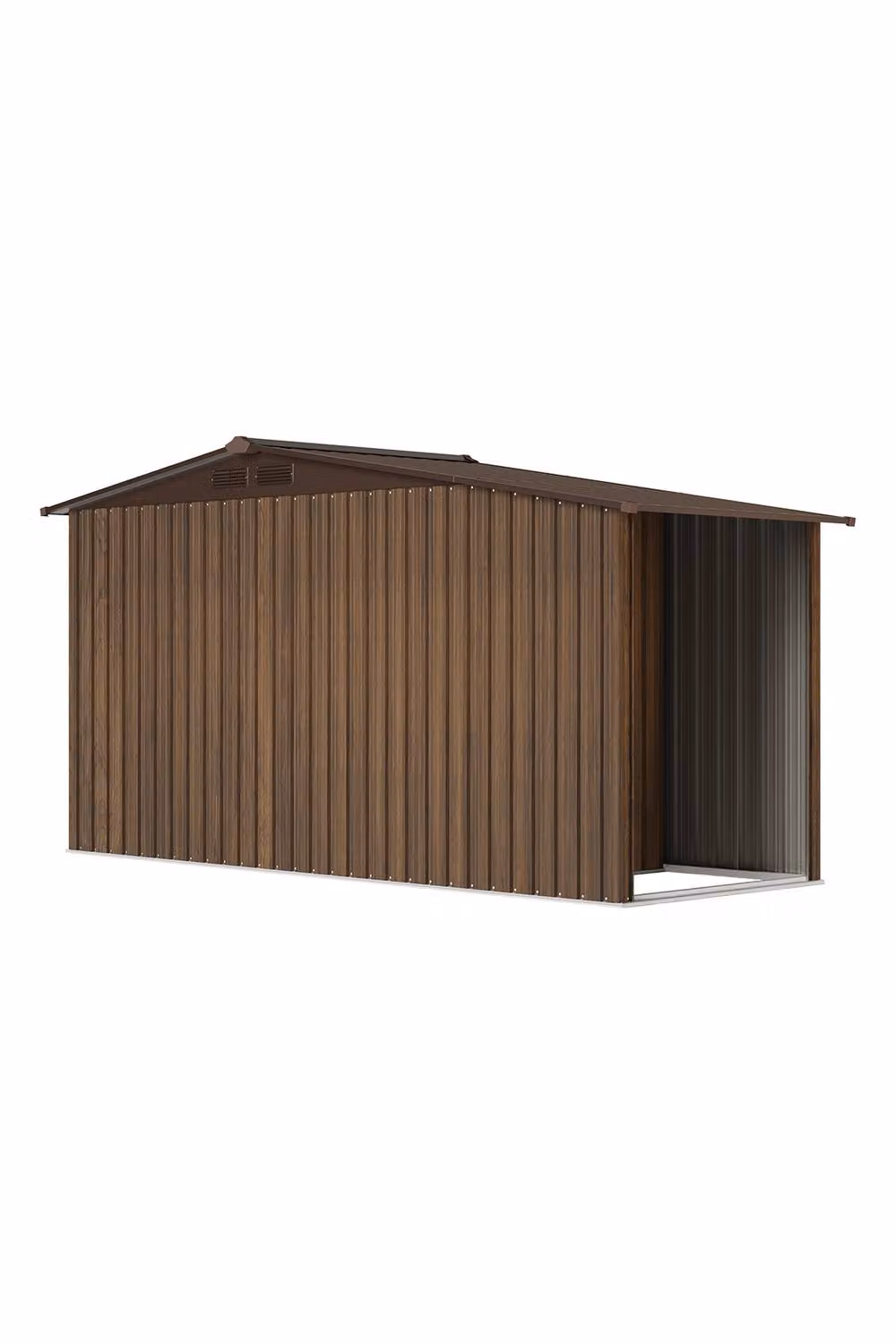 Living and Home Metal Garden Storage Shed with Log Storage in Brown – 4