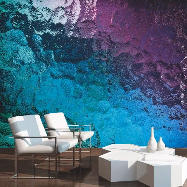 Origin Murals Coloured Glass Lapis Abstract Wall Mural in Blue and Multicolour