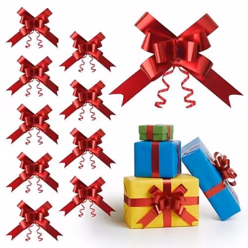 Shatchi 30 Red Plastic Pull Bows, 5cm Diameter for Party, Christmas, Wedding and Craft Decorations – 8