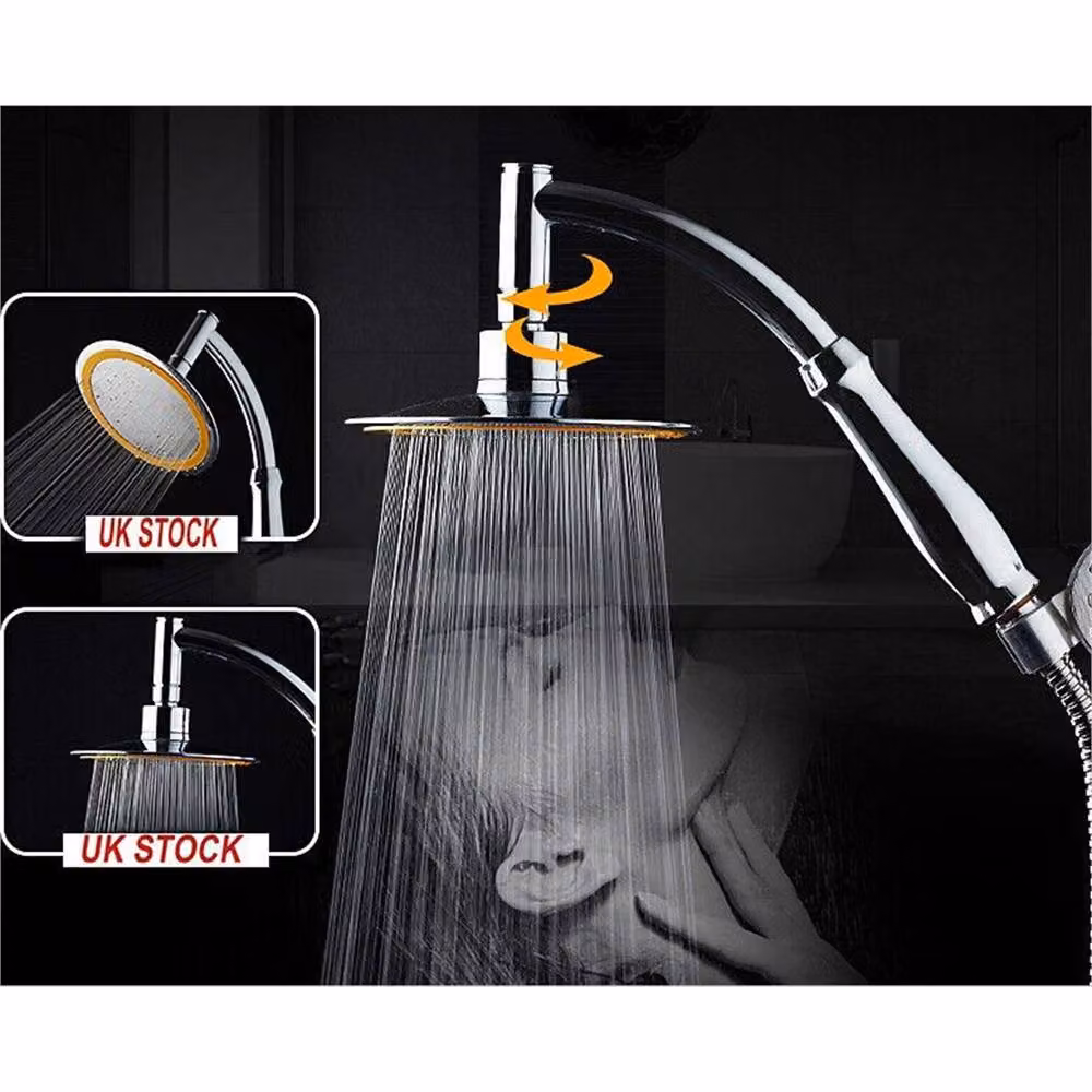Nordara Turbo Round Overhead Pressure Shower Head in Chrome and Silver with Rain and Massage Settings and Water Saving Technology – 3