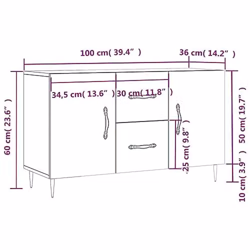 vidaXL Modern Sideboard in Brown, W/D/H: 100 x 36 x 60 cm – 3