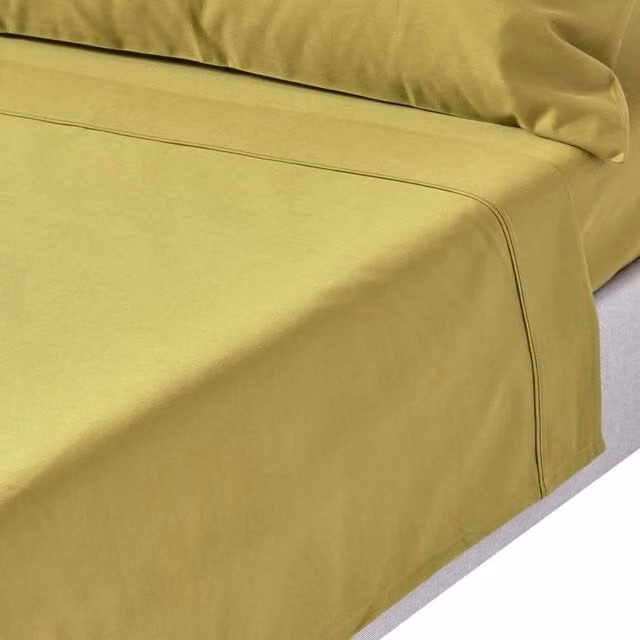 Homescapes 1000 Thread Count Egyptian Combed Cotton Mako Satin Flat Sheet, Green, W: 200 cm x L: 200 cm