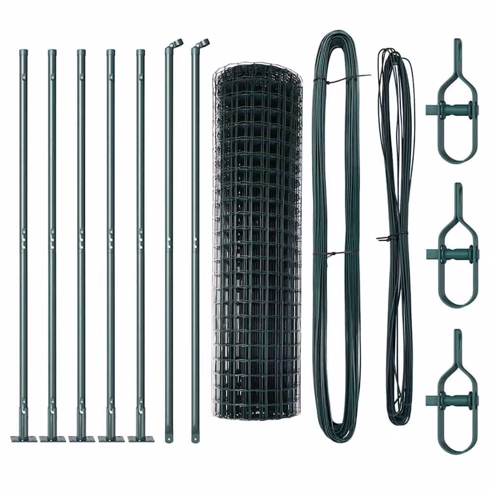 Berkfield Home Green Euro Fence with 7 Flanged Posts, Galvanised Steel, 0.8 x 10 m – 4