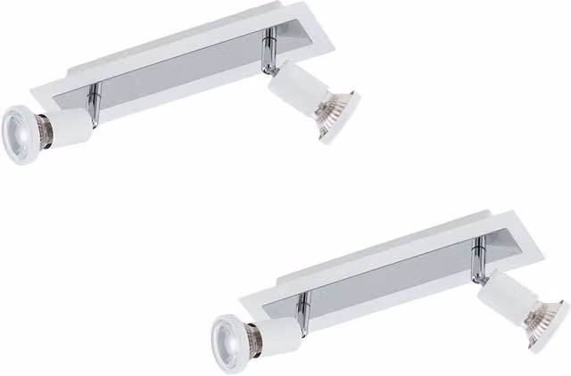 Loops 2 Pack Modern Wall and Ceiling Spot Lights in White and Chrome with GU10 5W Replaceable Bulbs