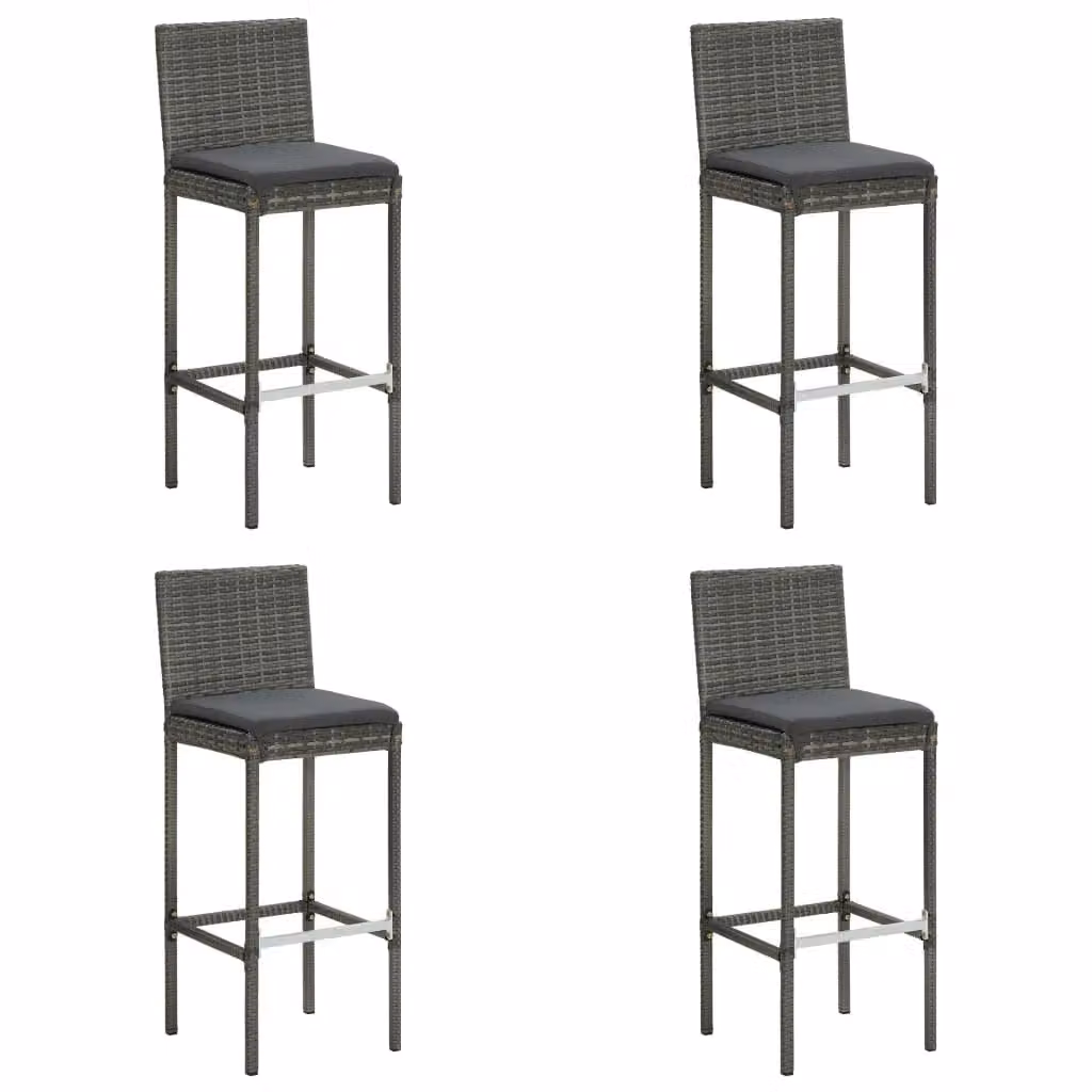 Berkfield Home 5 Piece Grey Poly Rattan Garden Bar Set with Cushions – 3