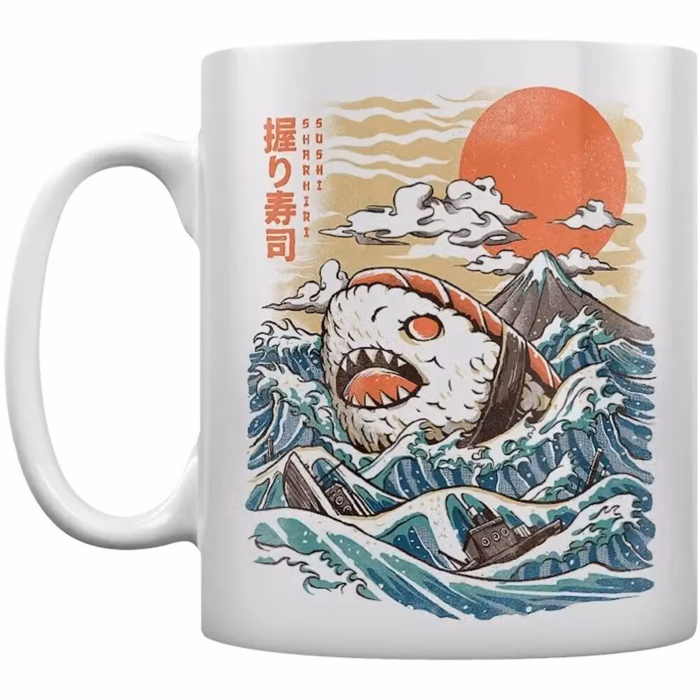 Ilustrata Sharkiri Sushi Ceramic Mug in White, 325 ml – 2
