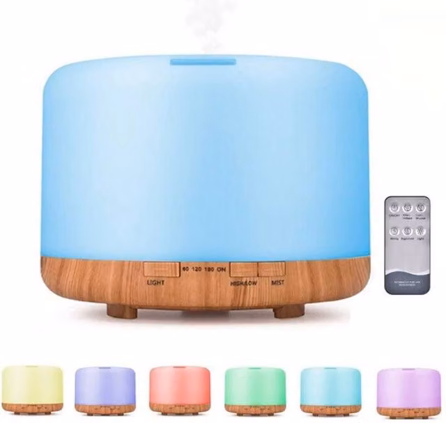 Havendro Wood Grain LED Essential Oil Diffuser and Aroma Humidifier with Remote Control and Multicolour Light