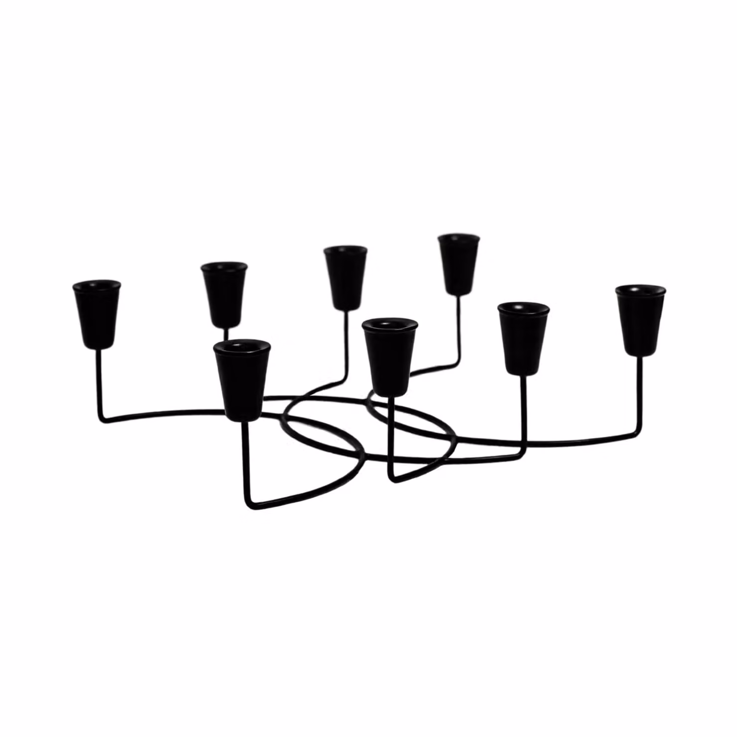 Ivyline Black Modern Round Metal 8 Piece Taper Candle Holder Set, W34cm, H12cm – 2