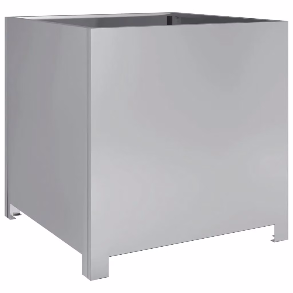 Berkfield Home Galvanised Steel Garden Planter Tub in Silver, W/D/H: 50 x 50 x 50 cm – 2