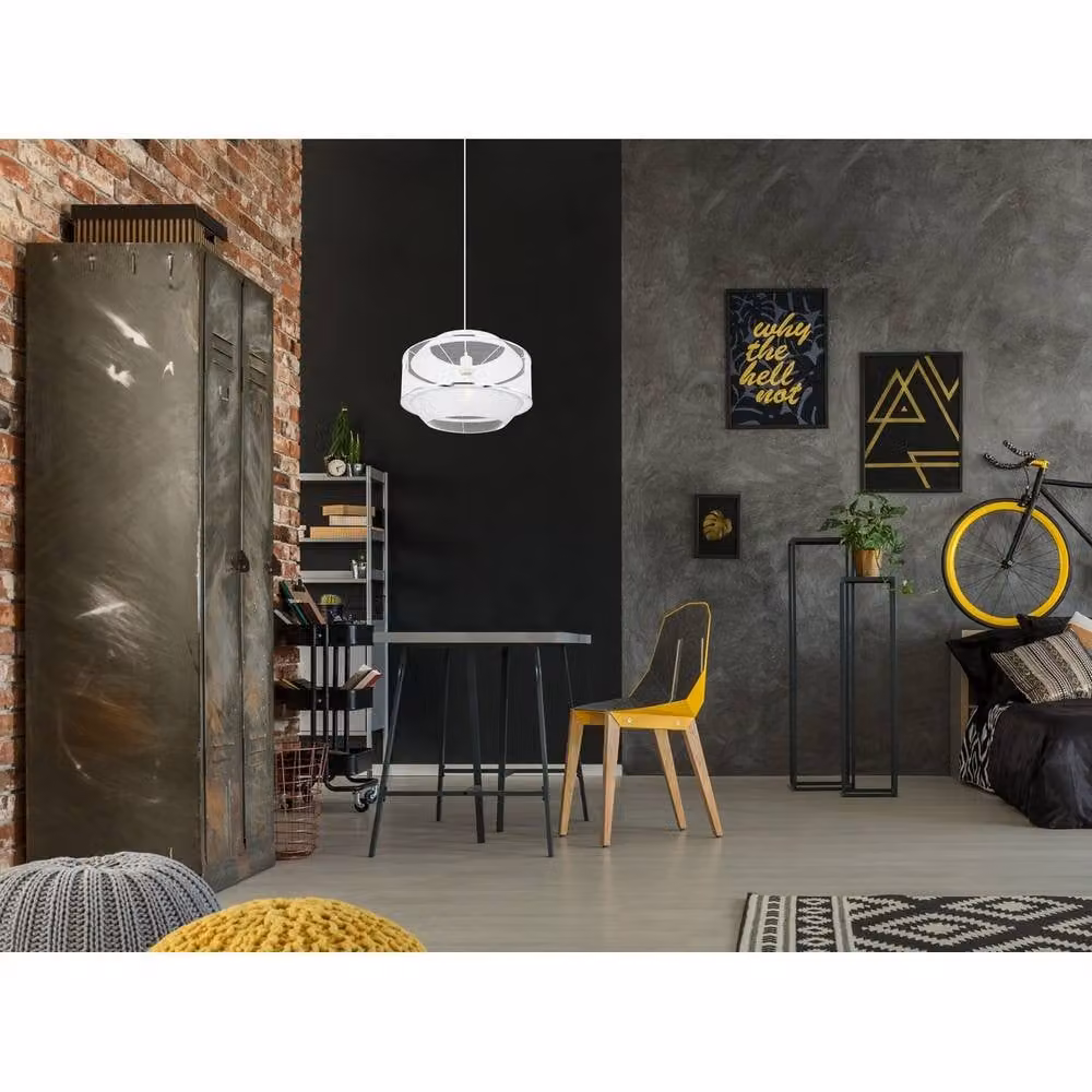 Globo Lighting Modern Cylindrical Metal Suspended Pendant Light in White and Chrome with E27 Bulb Holder – 3