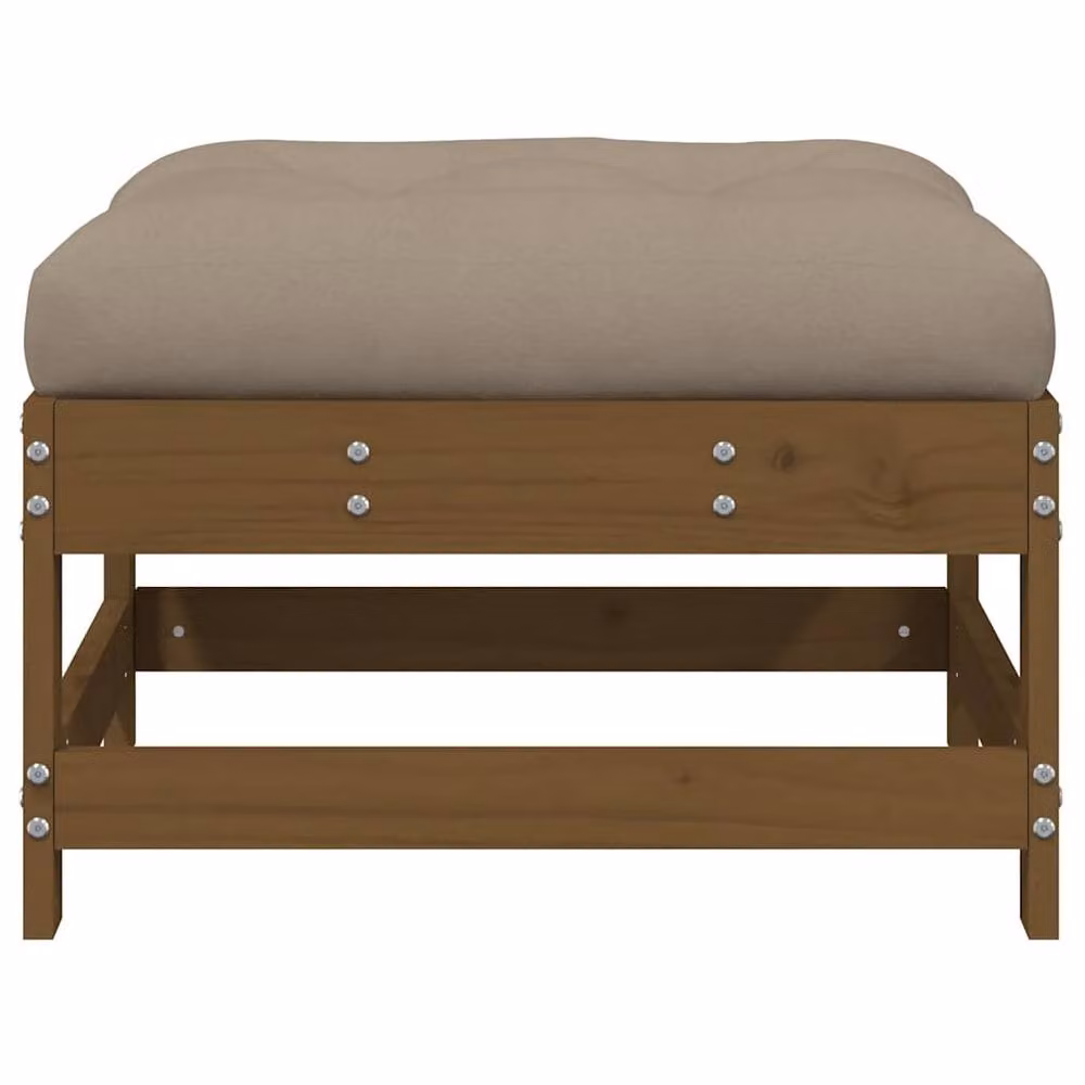 Berkfield Home Beautiful Garden Footstools with Cushions, 2-Piece Set in Honey Brown Solid Pine Wood, W/D/H: 62 x 62 x 32 cm – 3