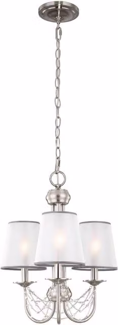 Elstead Aveline Multi Arm Chandelier with 3 Lights in Silver and Grey Metal Finish, E14