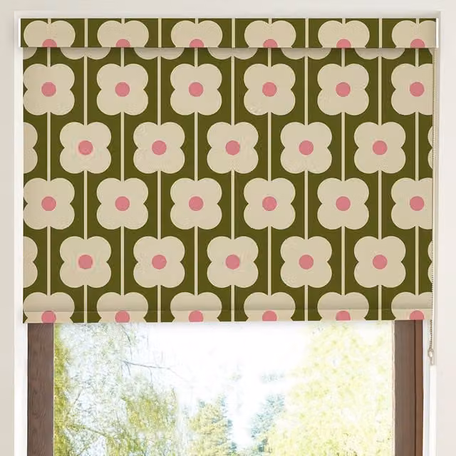 Orla Kiely Abacus Flower Made To Measure Thermal Blackout Roller Blind in Seagrass Green